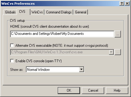WinCVS Admin/Preferences/CVS tab